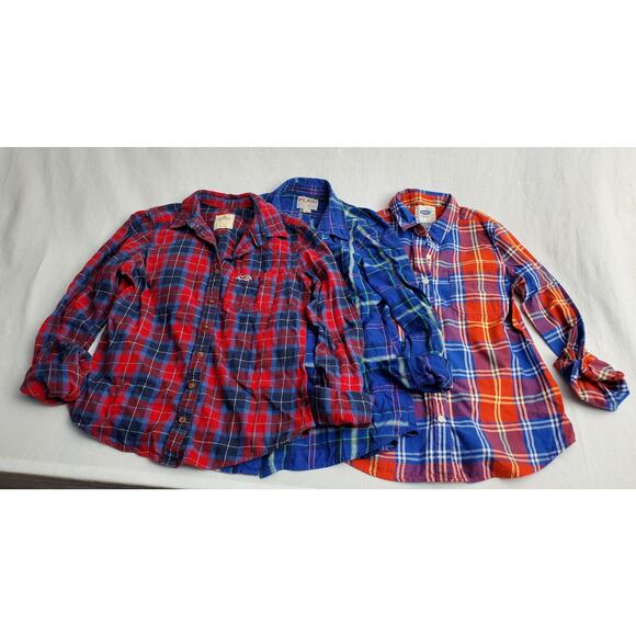 Plaid Shirt Size S Bundle Of 3 Hollister Old Navy Button Down Back To School - Picture 1 of 12